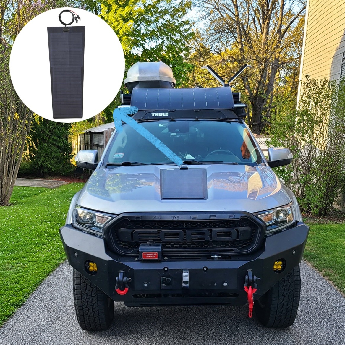Ford Ranger hood solar panel